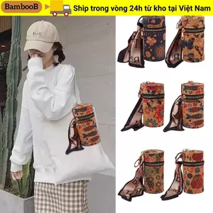 Túi xô BAMBOOB, Túi son môi Mini PU in hình hoạt hình, Túi đựng tai nghe hạt gỗ hình trụ cổ điển Phụ kiện túi xách
