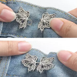 Thắt lưng thắt lưng có thể điều chỉnh cho quần jean Không cần may Bộ điều chỉnh nút bướm cho quần và váy eo [VN]