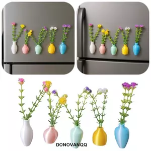 DONOVANQQ 5 Cái Nam Châm Bình Mini Cho Tủ Lạnh, In 3D DIY Bình Bud Nhỏ, Trang Trí Nhà Hiện Đại Với Hoa Giả Chống Rơi Nam Châm Tủ Lạnh Bình Bếp