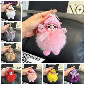 JUNYUE88US Pompom Sleeping Baby Móc khóa, Móc khóa búp bê sang trọng thời trang lông tơ sang trọng thời trang, Móc khóa búp bê ngủ cho bé Charm Dễ thương mềm mại dễ thương Móc khóa Pompom dễ thương Trang trí ba lô