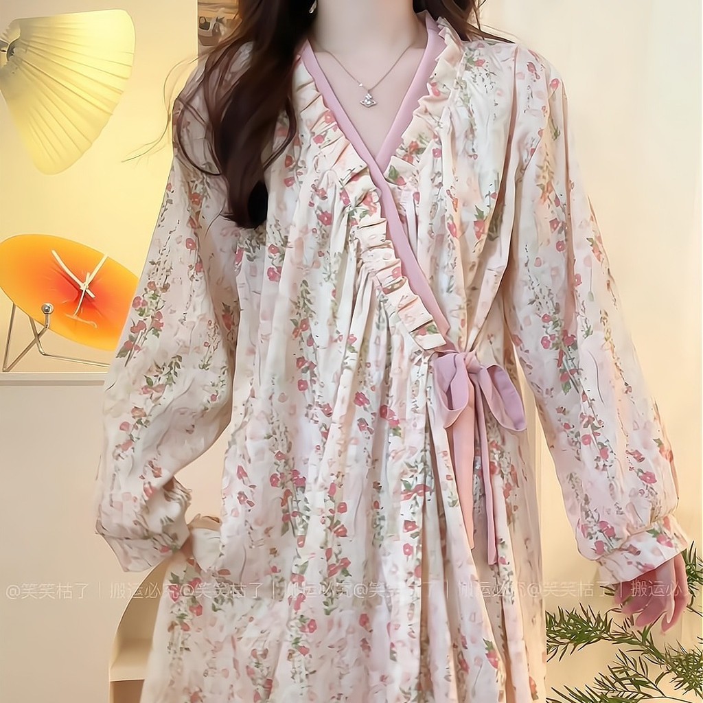 Váy ngủ dài tay nữ – phong cách ngọt ngào, dáng rộng, loungewear mặc ngoài được