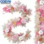 <cosyh>Artificial 71 Inch Floral Garland with Pink Flowers and Autumn Pumpkins for Home