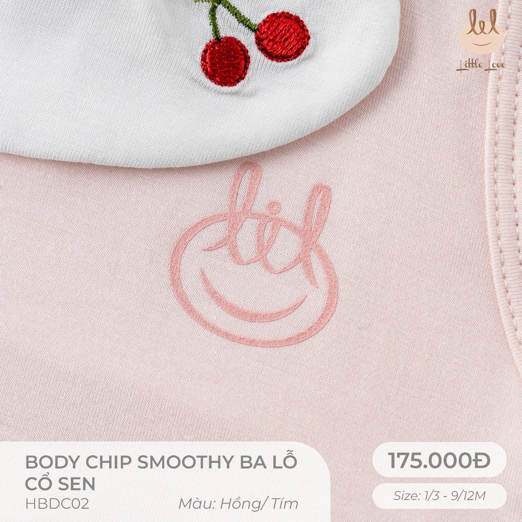 BODYCHIP SỢI TRE BA LỖ CỔ SEN LIL [ SIÊU MỀM, MÁT, MỊN CO DÃN VÀ THẤM HÚT TỐT] SZ 1/3M - 9/12M (HBDC02)