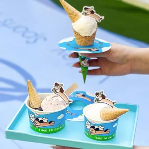 Kem Cốc Giấy Nhỏ Dùng Một Lần Kem Đặc Biệt Bát Giấy Hoạt Hình Kem Takeaway Hộp Đóng Gói Nhỏ Giọt Chống Cốc Nhẫn OC7X