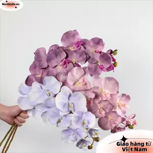 NORDICLIFE Bướm Nhân Tạo Phong Lan, 10 Đầu Dây Sắt Bên Trong Lót Giả Phalaenopsis, Nhiều Màu 98cm Cảm Ứng Thật Hoa Lụa Trang Trí Nhà
