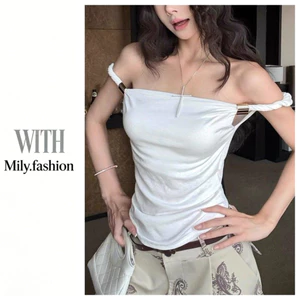 Milyfashion Pure Desire Retro Không Tay Sling Mùa Hè Phong Cách Mới Slim-fit Slimmer Nhìn Nhỏ Ngắn Top ZWLI