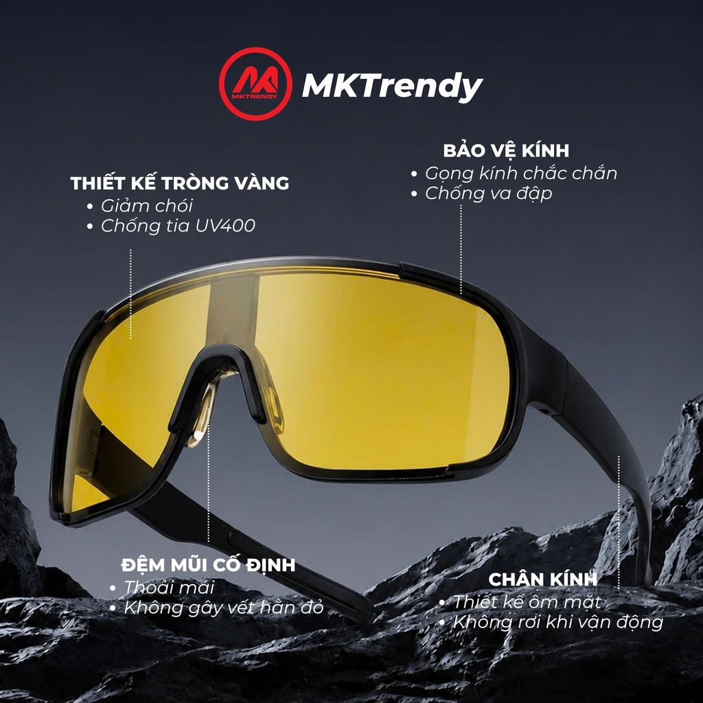 Kính đi đêm giảm chói MKTRENDY mắt kính thời trang nam nữ chống tia UV chống bụi đi đường M5