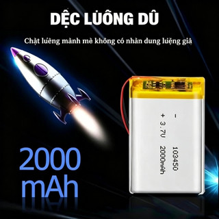 103450 3.7V 2000mAh Polymer Lithium Sạc Pin Jst PH 2.0mm 2pin Cắm Cho Camera GPS Navigator MP5 Tai Nghe Bluetooth