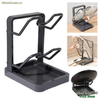 [Vận chuyển nhanh] Dụng cụ sắp xếp nắp nồi GILDEDHOMIN, Giá đỡ nắp nồi thoát nước hai lớp, Giá đựng đồ nhà bếp dung tích lớn chống trượt di động để lưu trữ quầy hiệu quả dễ dàng