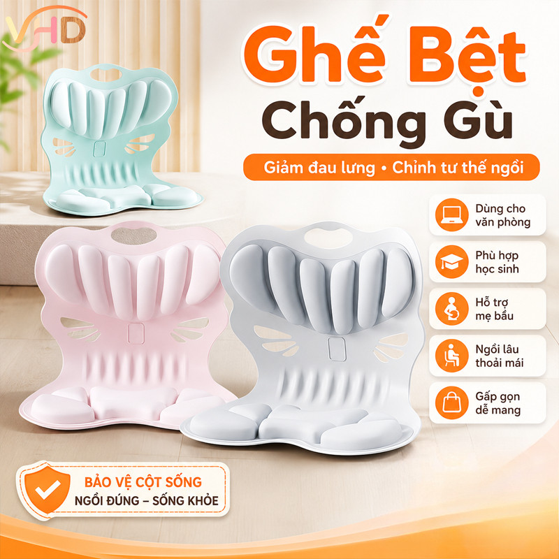 Ghế Bệt Chống Gù – Giảm Đau Lưng, Dùng Văn Phòng, Học Sinh, Mẹ Bầu, Ngồi Lâu & Chỉnh Tư Thế