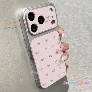 Ốp Lưng Cho IPhone 15 17 16 11 13 14 12 Pro Max 16 7 15 14 8 Plus Bìa giả da họa tiết vải thiều Sweet Bow