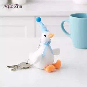 AqToCna 20CM Lông Tơ Nhồi Bông Ngỗng Móc Khóa Trắng Sang Trọng Mặt Dây Chuyền Động Vật Túi Treo Xe Dễ Thương Quà Tặng Sinh Nhật Cho Bé Gái AqToCna