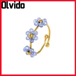 Nhẫn Hoa OLVIDO, Nhẫn Mở Hoa Có Thể Điều Chỉnh Bằng Thép Không Gỉ, Thời Trang Pháp Niche Thiết Kế Lãng Mạn Ngọt Ngào Nhiều Màu Sắc Hoa Nhẫn Cưới
