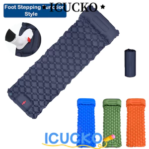 Thảm ngủ cắm trại ngoài trời ICUCKO, Nệm bơm hơi đi biển siêu nhẹ, Chức năng bước chân 75 × 23,6in Tấm lót ngủ ngoài trời bằng Nylon TPU