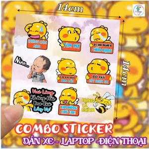 Combo Sticker tem dán xe, dán laptop, dán điện thoại cute 9 miếng trang trí