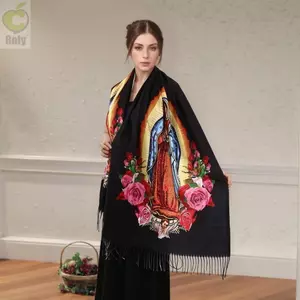 Khăn ROLY, Khăn quàng cổ chống gió ấm áp Yếm, Chống lạnh Đức Trinh Nữ Maria của Guadalupe In hình quấn cổ đa năng Thu Đông
