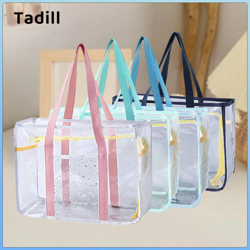 Túi đeo vai trong suốt dành cho nữ, Túi xách PVC, Túi Tote có dây kéo, Chất liệu chống thấm nước, Dung tích lớn để làm việc, mua sắm, đi biển, du lịch