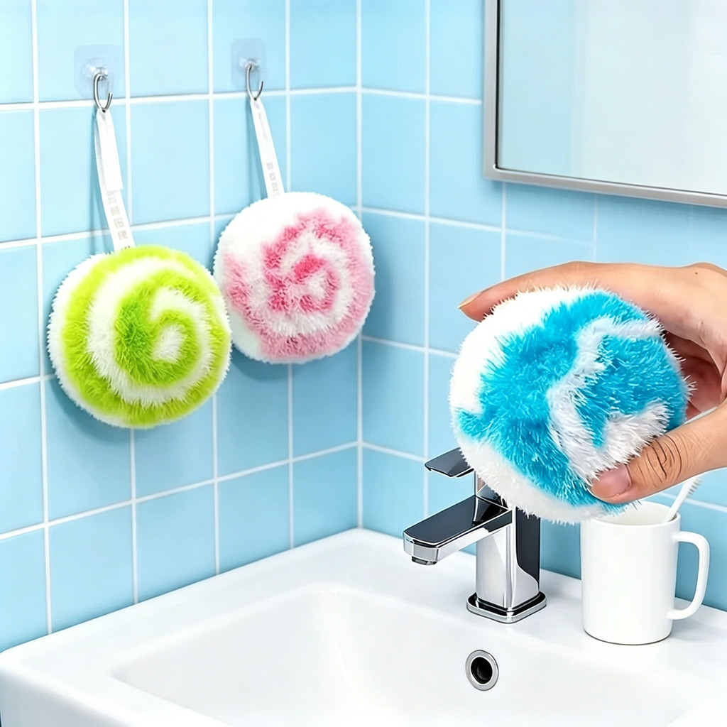 Bàn chải vệ sinh phòng tắm gia đình 3 quả bóng chà cho bồn rửa, bồn rửa và bồn tắm