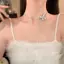 Tweeduj Tinh Tế Lấp Lánh Pha Lê Bướm Mặt Dây Chuyền Nelace Pha Lê Sang Trọng Kim Cương Giả Thanh Lịch Choker Tiệc Cưới Trang Sức Thời Trang VN