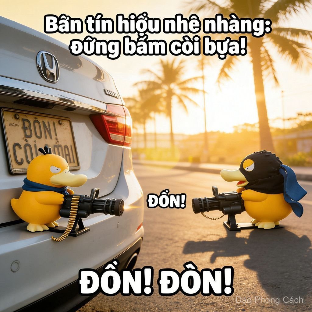 Mô hình Psyduck Gatling độc lạ trang trí xe máy, ô tô, dân chơi trẻ, hàng đẹp có phụ kiện