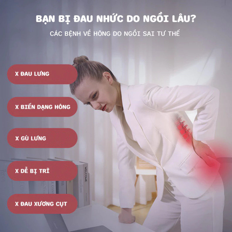 Đệm Lót Ghế Công Thái Học HomeMate Cao Su Non Gel Lạnh, Đệm Ngồi Văn Phòng Chống Trĩ Giảm Đau Lưng Đau Xương Cụt