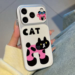 Ốp lưng iPhone Họa tiết da mạ họa tiết mèo iPhone 17 16 15 14 13 12 11 Pro Max Plus Max
