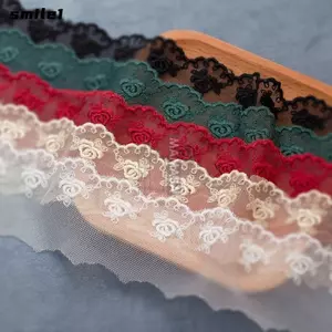 Viền ren SMILE, Màu sắc đa dạng Vải ren rộng 4,5cm, Hoa hồng đầy màu sắc Chất liệu Polyester May trên ruy băng Thiết kế dây chuyền xương đòn Hoa ren trang trí Đồ may vá