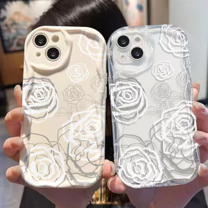 Ốp Lưng Cho OPPO Reno 15 14 13 12 11 10 Pro 8 6 15F 14F 13F 8Z 7Z 6Z A6X A3X A5i A17K A16K A16E A15S A12E Kem Sóng Cong Cạnh Họa Tiết Hoa NYK241