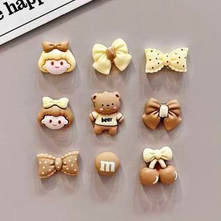Phụ kiện nhựa chủ đề gấu & bánh quy màu nâu dễ thương - DIY kem ốp lưng, trang trí đồ handmade