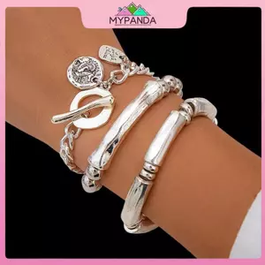 MYPANDA 3 Cái / bộ Vintage OT Bule Đồng Xu Mặt Dây Chuyền Vòng Tay Cho Nữ Goth Mở Charm Lắc Tay Cặp Đôi Bạn Bè Món Quà Trang Sức.