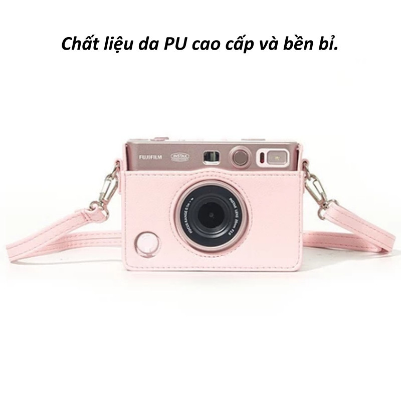 Túi bảo vệ máy ảnh bằng da PU màu hồng cho máy ảnh Instax Mini EVO, kèm dây đeo vai, bảo vệ máy ảnh của bạn.