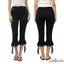Quần Capri Chắc Chắn Nữ Sheer Lưới Chắp Vá Vạt Viền Eo Co Giãn Quần Crop Slim