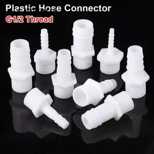CATIYAHA 1 / 10 Cái Khớp Nối Ống, Phụ Kiện Đường Ống Hệ Thống Tưới Nhỏ Giọt Đầu Nối Ống, Nhựa 4 / 6 / 8 / 10 / 12 / 14 / 16 / 18 / 20mm ID 1 / 2 Inch Chủ Đề Đến Barb