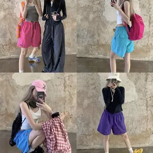 Quần short khô nhanh thông thường American Retro Dây rút eo cao rộng Quần thẳng dáng rộng hợp thời trang