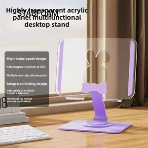 Giá đỡ máy tính bảng để bàn STABFOAM, Giá đỡ máy tính bảng thỏ rỗng có thể xoay được, Giá đỡ điện thoại máy tính bảng đa góc trong suốt Aryclic cho gia đình và văn phòng