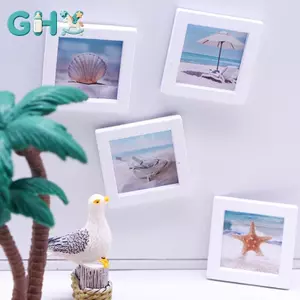 GHX 1 Bộ 1: 12 Nhà Búp Bê Thu Nhỏ Mùa Hè Bãi Biển Khung Ảnh Phong Cảnh Bức Tranh Tường Trang Trí Mô Hình Trang Trí Đồ Chơi Nhà Búp Bê Phụ Kiện VN