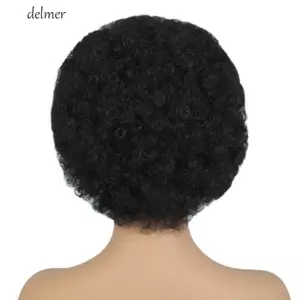 DELMER Afro Tóc Giả, Jumbo Big Kinkly Xoăn Tóc Giả, Sợi Nhiệt Độ Cao Rock Ngộ nghĩnh Đảng 70 Tổng Hợp Tóc Giả Cho Nam Da Đen