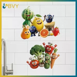BVY Đồ lót tường biểu hiện rau củ vui nhộn và hấp dẫn để trang trí nội thất PVC Tự dính Dễ dàng tái tạo.