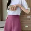 Bộ đồ quần short màu trắng lưng cao Bộ đồ dáng rộng Quần thường ngày Quần nóng