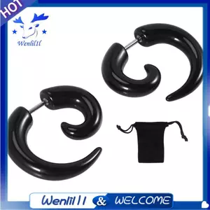 Trang sức Nam Sừng Móng Vuốt Bông tai, Cheater Nút tai giả Đồng hồ đo Đường hầm ảo ảnh, Đen (có túi quà tặng)