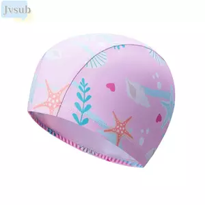 Mũ bơi JVSUB, Mũ bơi in hình hoạt hình bằng vải Polyester, Mũ bơi trẻ em có độ đàn hồi cao hoạt hình