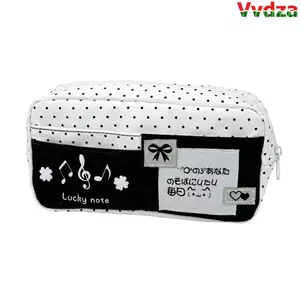 Túi đựng bút VVDZA, Bút chì dung lượng lớn chấm bi, Túi đựng văn phòng phẩm nhiều lớp cầm tay Kawaii Đồ dùng học tập