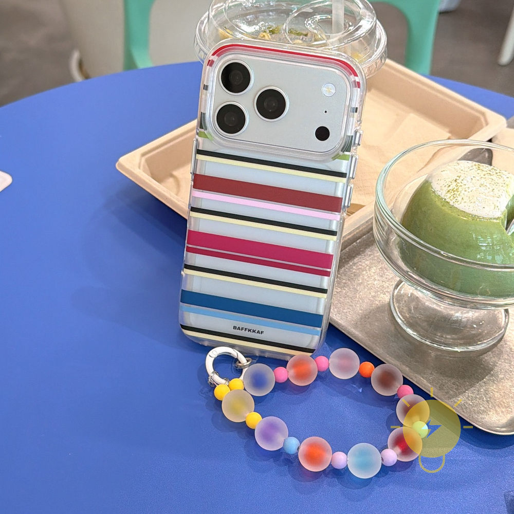 Phone Case For iPhone 17 Pro Max 16 15 14 13 Retro TPU Transparent Chain Colorful Stripe Air Bag Aesthetic Korean Cute