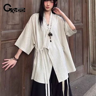 Áo sơ mi nam GKSSS tay ngắn phong cách Trung Quốc Áo choàng Đạo giáo Yamamoto Yohji trung tính chất lượng cao
