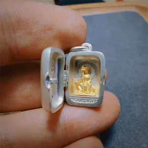 Ksitigarbha Bodhisattva Mini Điêu Khắc Tượng Phật Mặt Dây Chuyền Vòng Cổ Mạ Vàng Bảo Vệ Phật Giáo Phụ Kiện