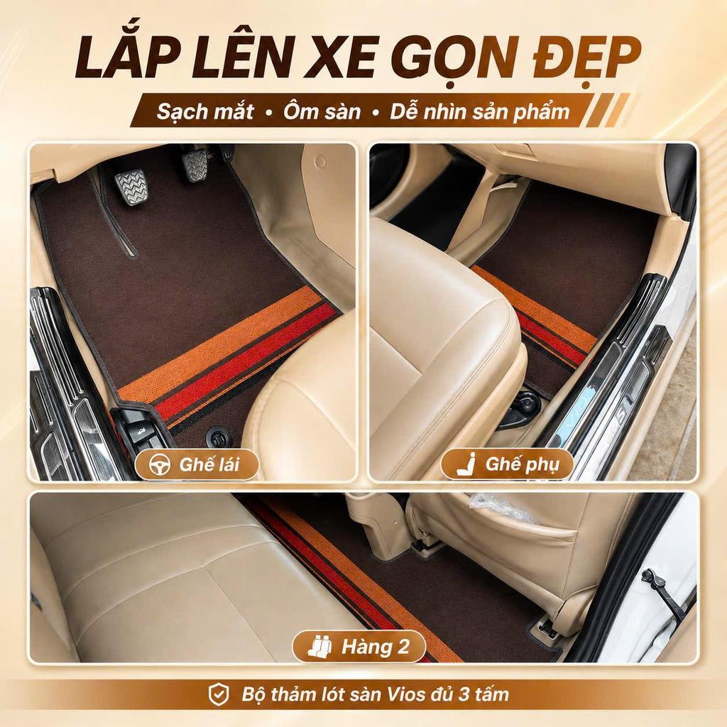 [ Vios ] Thảm cước xe Toyota Vios đủ 3 tấm cắt may chuẩn form xe chống thấm nước chống trơn chống trượt