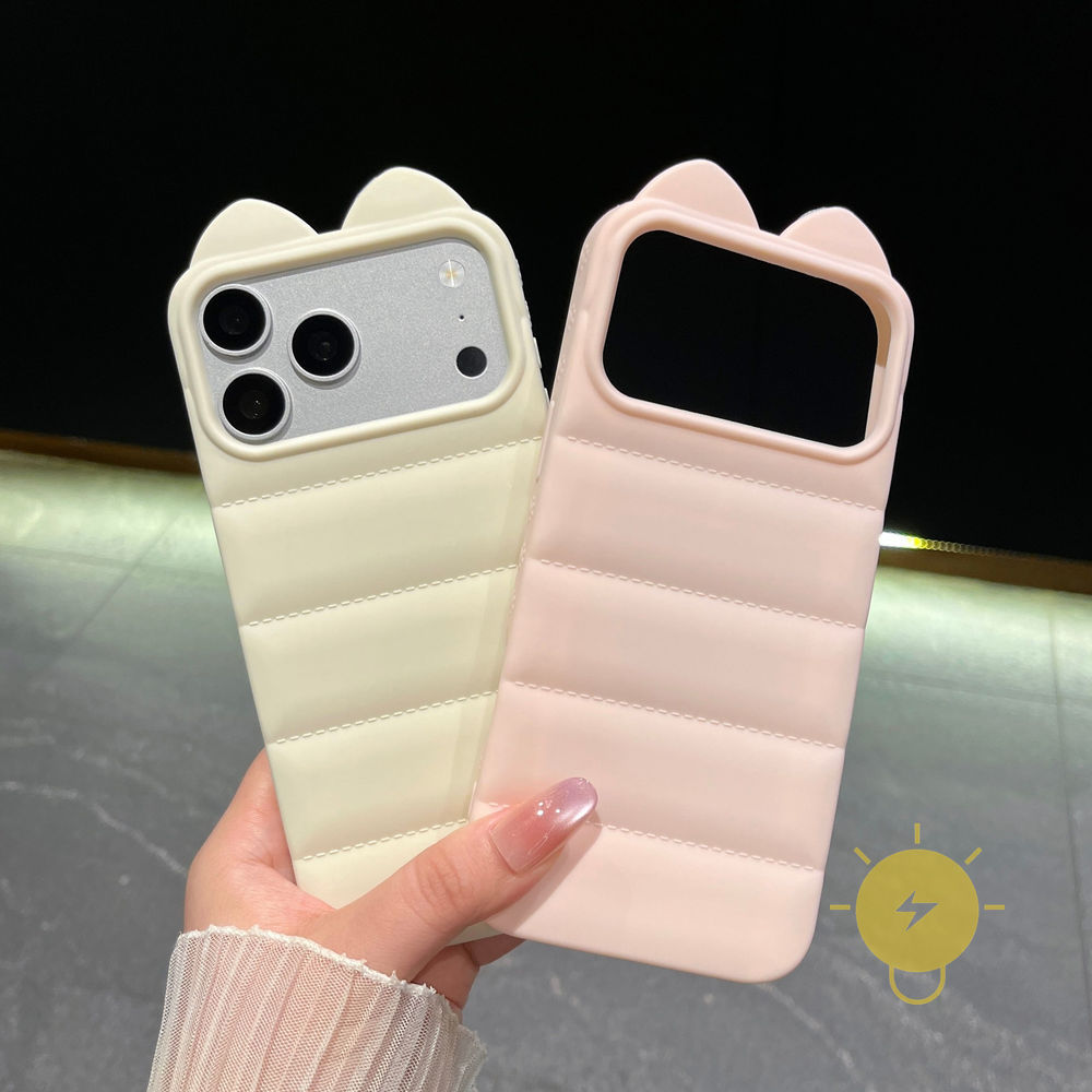 Phone Case For iPhone 17 Pro Max 16 15 14 15/14/13 TPU Cat Soft PU 3D Aesthetic Korean Cute