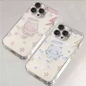 Thiên thần xanh hồng, chú mèo nhỏ phù hợp với vỏ điện thoại iPhone 15, 13, 17, 14, 11