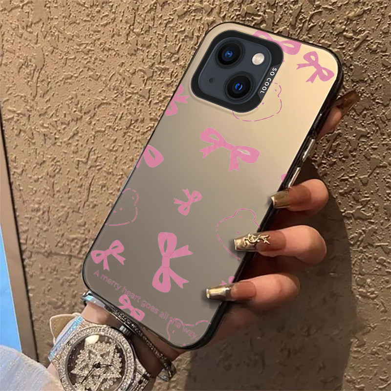Ốp Điện Thoại Cho IPhone 6 6S SE 2020 7 8 X XS Max XR 11 12 13 14 Plus 15 16 17 Pro Max 17 AIR Pink Bow Coquette Bear
