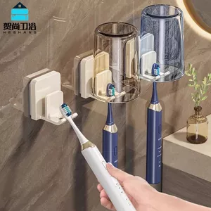 Heshang Bàn Chải Đánh Răng Điện Không Đục Lỗ Giá Để Đồ Phòng Tắm Nhà Vệ Sinh Treo Tường Nước súc Miệng Cốc Có Giá Để Đồ Bộ 6.8
